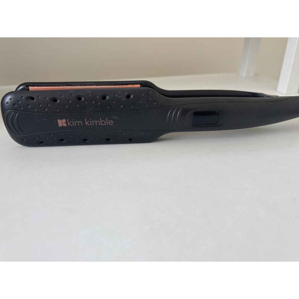 Kim Kimble Tourmaline Ceramic Flat Iron Hair Straightener Black Rose Gold
